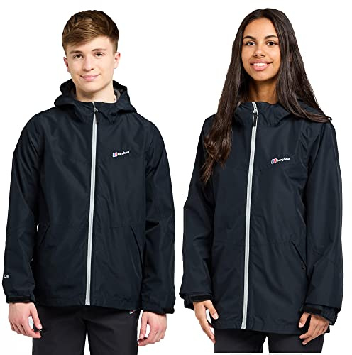 Berghaus Kids' Stokesley 3-in-1 Jacket with Fleece Midlayer, Hood & Reflective Detailing, Waterproof & Warm Raincoat for Boys & Girls (UK, Age, 11 Years, 12 Years, Regular, Black)