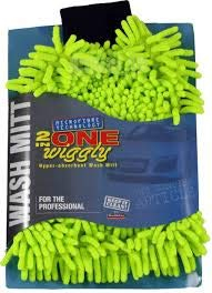 Martin Cox Chenille Car Wash Mitt 2 In 1 Wiggly Microfibre Hyper Absorbent Mitt (Neon Green)