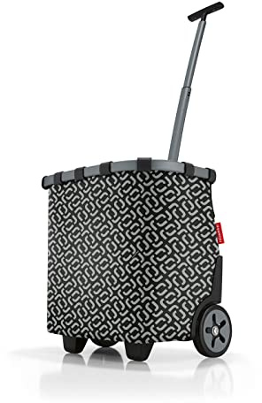 reisenthel carrycruiser in Signature Schwarz – Tragbarer Einkaufstrolley mit stabilem Aluminiumrahmen, Schultergurt und herausnehmbarer Netz-Innentasche – Aus wasserabweisendem Material