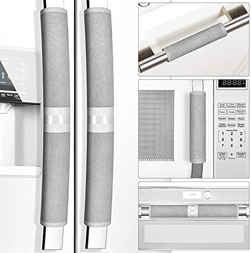 Miss.Silk Refrigerator Door Handle Covers, 5PCS, Sleek and Form-Fitting, Keep Your Fridge, Stove, Oven, Microwave, Dishwasher Clean from Smudges, Drips, Food Stains, Oil, Save Your Time! (Grey)