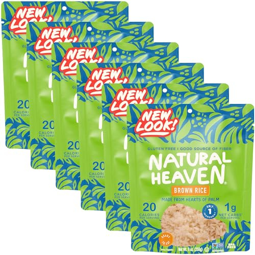 Natural Heaven Brown Rice, Hearts of Palm, 6-Pack – Naturally Rich in Potassium, Low-Calorie Veggie Rice, Keto & Gluten-Free Food, Vegan, 9 Oz Ea