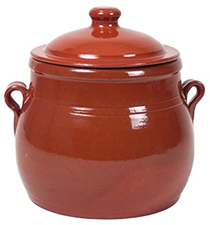 Gerimport PENTOLA CASSERUOLA Terracotta Argilla con Coperchio per SUGHI ZUPPE Artigianale