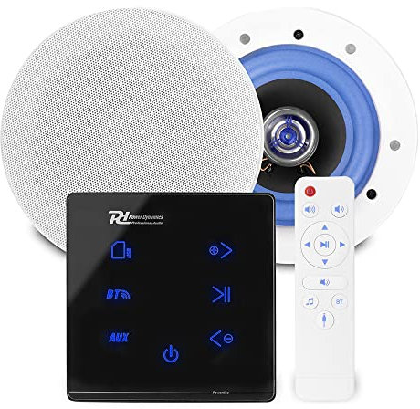 Power Dynamics Powerline A50B Bluetooth Ceiling Speaker Package with 2x ESCS5 5.25 Speakers and In-Wall Amplifier - Home Hi-Fi Audio System