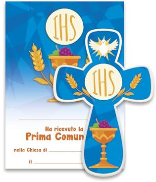 Fratelli Bonella | Croce per Bambini con Attestato Ricordo Prima Comunione in Resina Porcellanata | Made in Italy