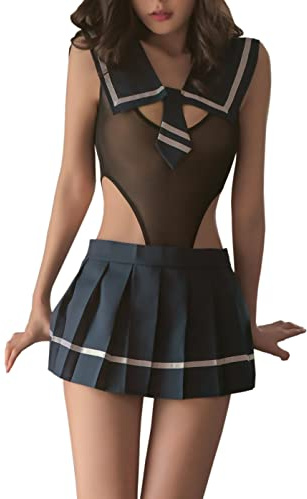 SINROYEE Conjunto de lencería sexy de colegiala Lolita, vestido de cosplay de anime Senpai, estilo japonés, lindo de una pieza (5)