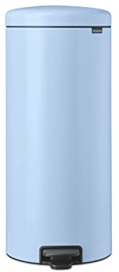Brabantia - NewIcon Pedal Bin 30L - Large Waste Bin for Kitchen - Soft Closing Lid - Light Pedal Operation - with Removable Inner Bucket - Non-Slip Base - Dreamy Blue - 29 x 38 x 68 cm