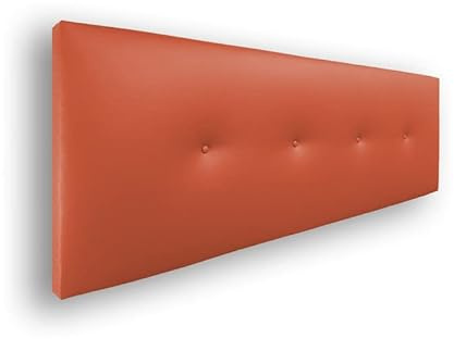 Silcar Home - Cabecero de Cama 135 Naranja - Tapizado, Estructura Madera, Hilera Botones Estilo Moderno - Fácil Instalación, Acolchado Confort - 135 cm, Polipiel Naranja