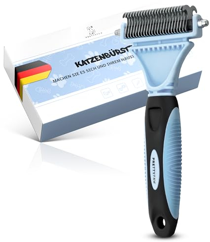 Pretty Paw ® Katzen Bürste für schonende & präzise Haarentfernung I Geeignet als Katzenbürste Langhaar & Katzenbürste Kurzhaar gegen Verfilzungen I Angenehm massierende Unterfellbürste Katze