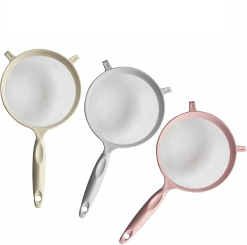 Sieve Fine Mesh Strainer Food Colander Filter Flour Sifter Sieve for Tea Pasta Noodles Spaghetti Rice Vegetables Cooking Baking Essentials Kitchen Accessories Assorted Colour (1, Plastic)