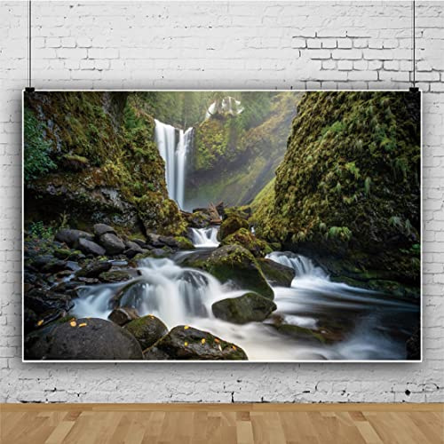 Ttincceer 250x180cm Canyon Landscape Backdrop Waterfall Stream Channel Photography Background Tropical RainForests Natural Landscape Photography Backdrop Photo Booth Prop