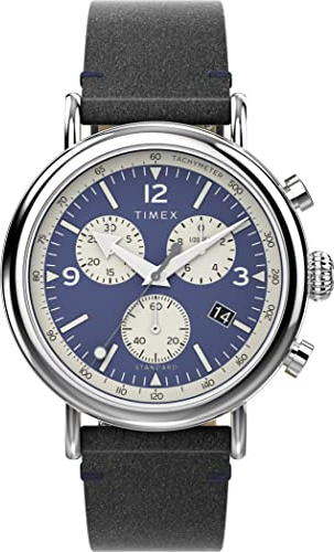 Timex Herren Chronograph Uhr mit Leder Armband Waterbury Standard