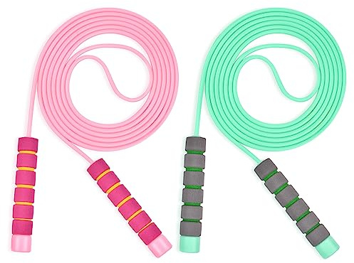 Flintronic Corde à Sauter Enfant,Corde a Sauter Reglable avec poignées en mousse, 2.6M/2.8M Corde à Sauter pour Plein air des Exercices de Combustion Graisses de Fitness