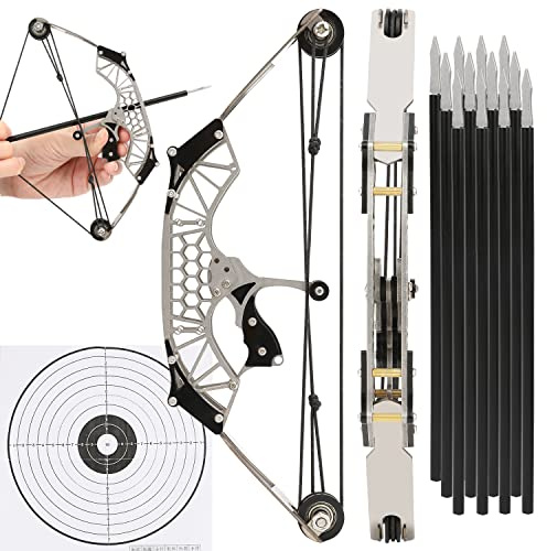 surwolf Mini Compound Bogen und Pfeile Set für Jugend Zielschießen Outdoor Schießen Taschenbogen Bogenschießen Geschenk (Type 2-S)