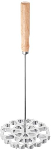 HOLIDYOYO Cuchara Antiadherente Para Freír Herramienta Para Hacer Pasteles De Acero Inoxidable Cómoda De Sostener Mango De Madera Para Cocina Y Restaurante.
