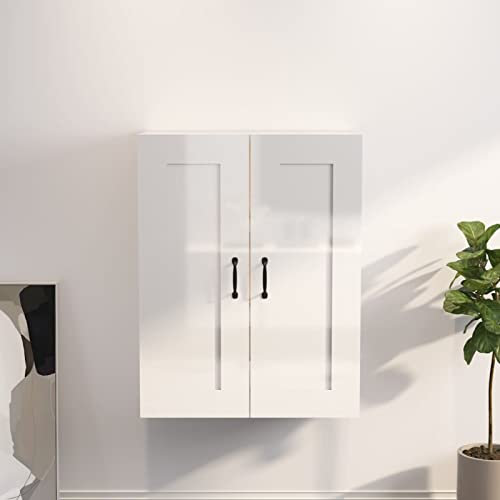 ShCuShan Hängeschrank Hochglanz-Weiß 69,5x32,5x90 cm Wandschrank HäNgend HäNgeschrank Schlafzimmer Wandschrank KüChenhäNgeschrank