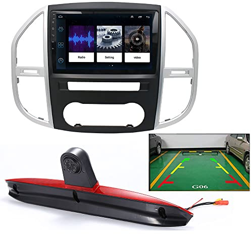 Bilradio GPS DVB-T TMC MPEG2 MPEG4 navigering 10 tums Android/Carplay bilradio med GPS navigation HD mörkerseende bil bromsljuskamera, ersättning för Mercedes Benz Vito W447 2014–2022 (dubbel dörr)