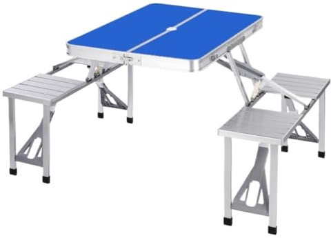 Tische und Stühle für den Außenbereich, einteilige Tische und Stühle aus Aluminiumlegierung, für Reisen im Freien, Camping, Picknick, Klapptisch, Standtische und -stühle, Tischstühle (Farbe: Silber, G