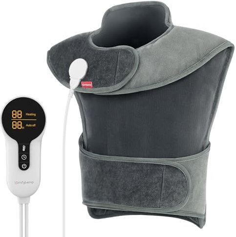 Comfytemp Infrarot gewichtetes Heizkissen für Nacken Schulter und oberer Rücken, 1,1 kg Wärmekissen mit 6 Wärmestufen 1-3 h Abschaltautomatik, 57x50cm Elektrisches Oberkörperwärmer Maschinenwaschbar