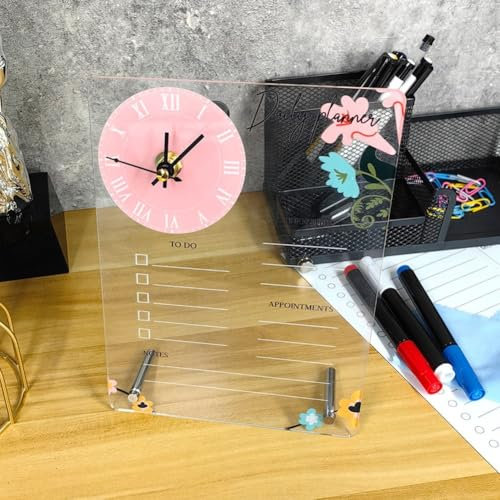 Planungstafel für 1 Tag mit Uhr, Acryl, Memoboard, Farbdekor-Tafel (E)