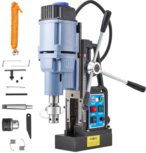 ZELCAN Mag Drill Press 1550W, Portable Magnetic Drill Press with 50mm Boring Diameter and Reversible & Stepless Control, 13900N 650 RPM Electric Drilling Machine w All-Copper Motor