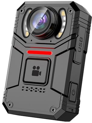 SPIKECAM 4K Body Camera with Audio and Video, 160° Wide Angle, 2 IPS Screen, Ultra-Slim Bodycam Camera with Sound and Night Vision, Type C, External Storage, Personal Bodycam for Security, Police 64G