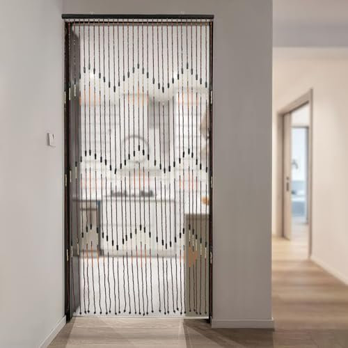 Sindipanda Bambusvorhang Türöffnung Beaded Curtain Holz Perlenvorhang Bunt Türöffnung Perlenschnur Vorhang als Türvorhang, Wanddekoration und Raumteiler verwendet, 90 x 195 cm (L*H)