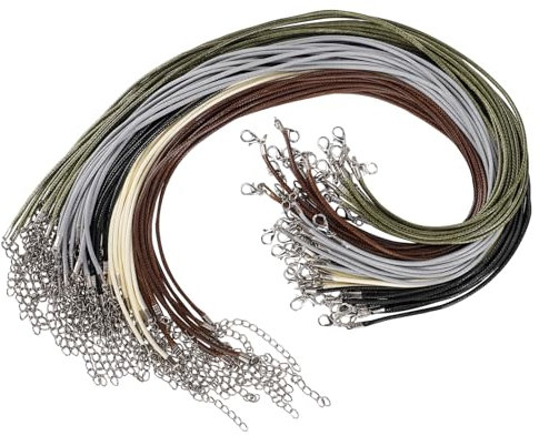 Cadena de Collares de Cordón Cera, 50 Piezas 2mm Cuerda de Collar Colorido Redonda Cordon Colgante para Bisuteria, Collar de Cuentas, Brazalete, Manualidades de Bricolaje
