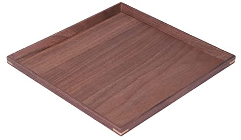 Bandeja para Servir, Bandeja para Mesa de Centro, Bandeja Decorativa, Retro, Clásico, Nogal Negro, Forma Cuadrada, Negro, para Servir Alimentos, Tazas de té, Tazas de café