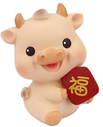 BESPORTBLE 2stücke Cartoon Resin Ox Statue Für Auto-innenraumdekoration Kreative Süßes Back-Accessoire Für Kuchen Und Partys Langlebiges Material Für Verschiedene Dekorationszwecke
