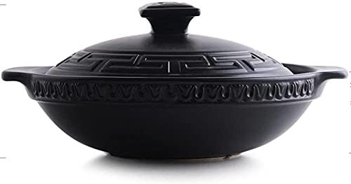 HYRTHAFSDF Cazuela de cerámica Cazuela de Barro Cazuela para guisar Cazuela Poco Profunda Cazuela Poco Profunda Olla Seca para arroz Cazuela de cerámica Resistente a Altas temperaturas - 1.6L