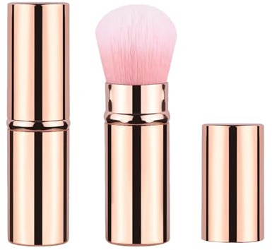 Xinpinzhou Gold Retractable Makeup Brush, Retractable Blush Blusher Face Powder Kabuki Foundation Brush for Cheeks