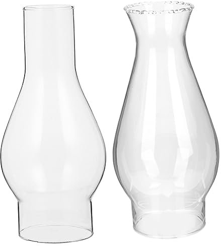 VINTORKY 2stücke Teiliges Öllampen Ersatzglas Winddichter Transparenter Petroleum Lampenschirm Vintage Stil Hochwertiges Hitzebeständiges Glas Schutz Für Kerosinlampen Und Kerzenbeleuchtung