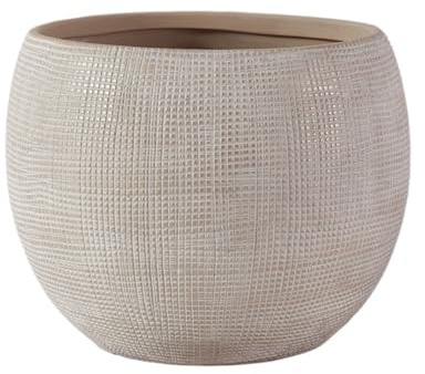 Olly & Rose Barcelona Keramik-Blumentöpfe, Beige, 25 cm, große Pflanztöpfe für drinnen und draußen, beige Pflanzgefäße, Blumentöpfe