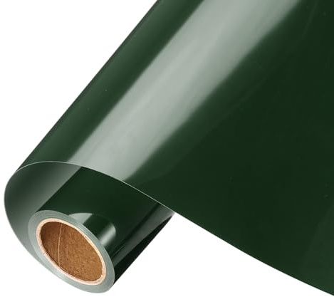 sourcing map Dark Green Heat Transfer Vinyl, 10 Inch x 8ft Iron-on Vinyl Roll for Decal Cutting, Signs, Scrapbooking, DIY Craft, Home Decoration