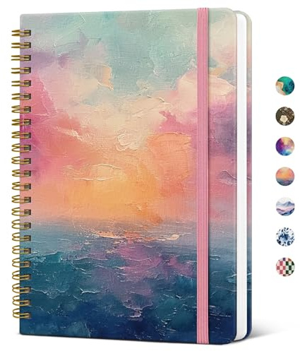 Taja Lined Spiral Journal for Women, A5 Cute Hardcover Notebook for Work