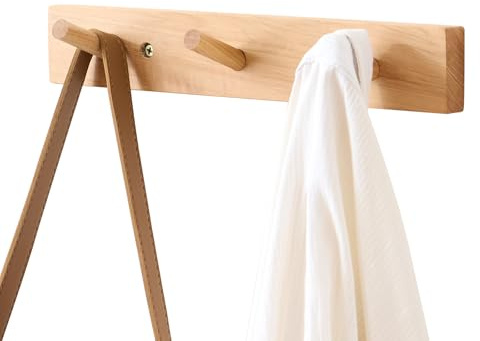 TREOAKWIS Garderobenhaken Holz, Garderobenleiste mit 3 Haken Kleiderhaken Wand, Massivholz Wandgarderobe für Flure, Garderoben, Schlafzimmer und Bad (30 CM)
