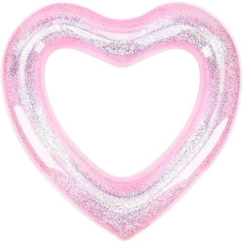 LUMOOM Anello da nuoto per adulti, grande, 120 cm, gonfiabile, galleggiante, galleggiante, a forma di cuore, per piscina, feste, spiaggia (rosa)