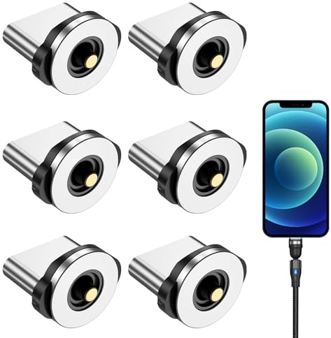 Menibeuty USB C to USB Magnet Adapter, 6PCS Magnetisches US B-C Staubschutz Verbinder, Typ C Magnetisches Stecker für Magnets Ladekabels Ladekabel Magnetisch für Magnet Magnetische Ladekabels