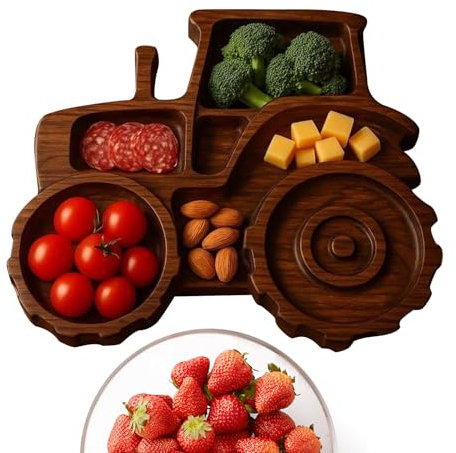 Tagliere per Affettati,Vassoio Decorativo per Salumi e Formaggi - Portafrutta in Legno Modellato a Moto Trattore Escavatore per Servire Decorazione Casa Ospitalità