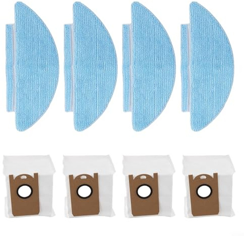 CWOQOCW Juego de bolsas de polvo para trapeador, kit de repuesto para robot aspirador, incluye 4 bolsas de polvo, 4 trapos, limpieza eficiente