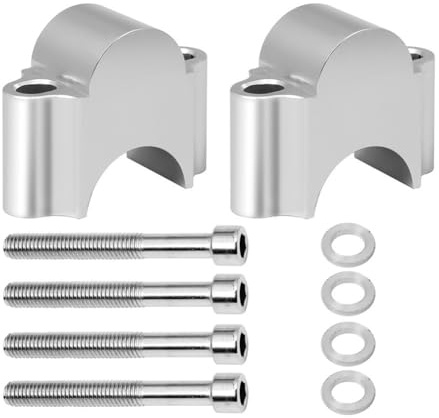 Motorcycle Handlebar Risers 1 Pair Motorcycle 28mm 1 1/8 22mm 7/8 Handlebar Riser Bar Mount Handle Clamp(22MM Silver)