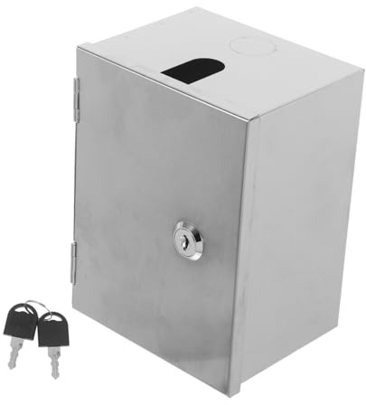 Steckdosenbox Edelstahl mit Schloss für Außenbereiche | Diebstahlsicher, Wetterfestes Gehäuse, für Steckdose und Socket, Silber, zur Montage an Küsten und Parks