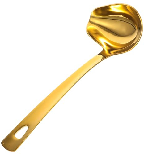 Ipetboom Cucharón para Salsa de Acero Inoxidable 304 Práctico y Cómodo para Uso Diario en Cocina Casera Mango Resistente Dorado