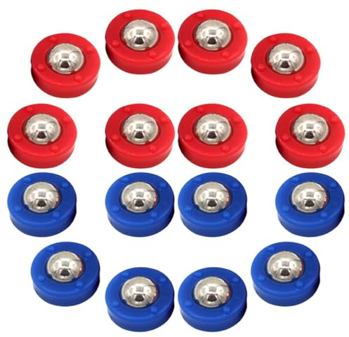 Homoyoyo 32 Piezas de Accesorios para Juego de Tejo de Mesa Discos de Tejo Mini en Azul y Rojo Bolas de Acero para Juego de Curling Suministros en Hogar y Club