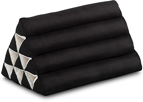 livasia Rückenstützkissen einfarbig - 30x50x30cm - Dreieckskissen für Garten und Balkon, Keilkissen mit Kapok, handgefertigt, Meditationskissen (Schwarz Uni)
