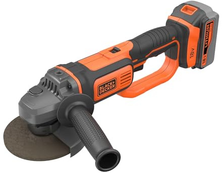 BLACK+DECKER, Smerigliatrice angolare a batteria 18V-4.0Ah Litio. BCG720M1-QW