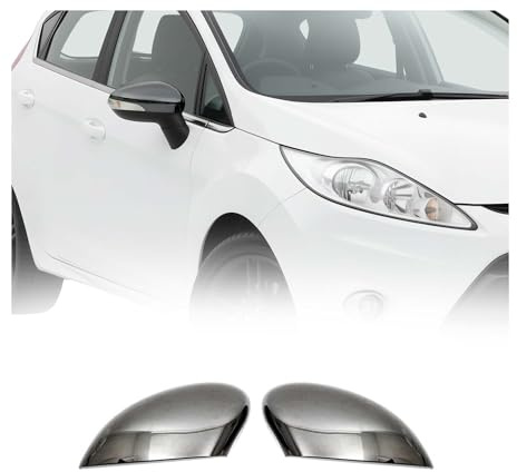 OMAC Spiegelkappen Spiegelabdeckung kompatibel mit Ford Fiesta/B-Max 2008-2017 Dark Chrom ABS