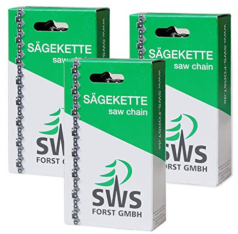 3 Stück SWS Forst GmbH Sägekette langer Schneidezahn 3/8 1,3 mm 44 TG kompatibel mit Dolmar,Echo