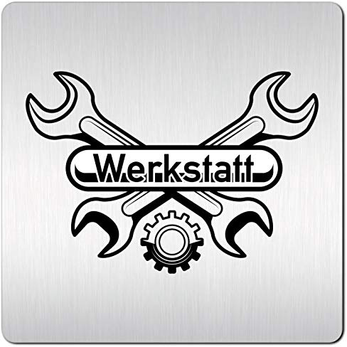 Türschilder24 XXL Schild - Türschild (B) • 125 x 125 x 1,5 mm • Werkstatt - KFZ Fahrzeugtechnik 003 • Aluminium Vollmaterial • 100% Made in Germany