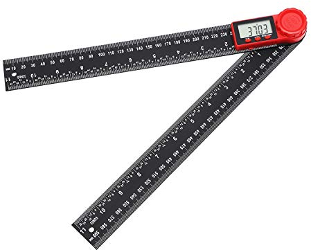 TOPWAY Digitaler Winkelsucher 12 300mm, Kohlenstoff-Faser 0-360° Elektronischer Neigungsmesser Goniometer Winkelmesser Winkellineal Messwerkzeug mit LCD Display für Holzbearbeitung Maschinenbau